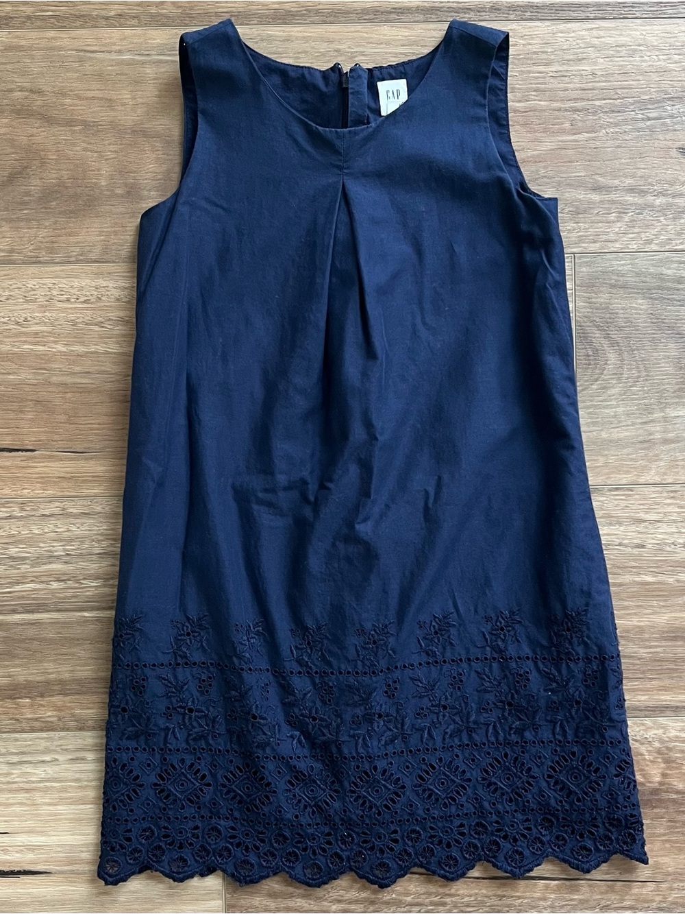 GAP Navy Blue Sleeveless Shift Dress with Eyelet Hem